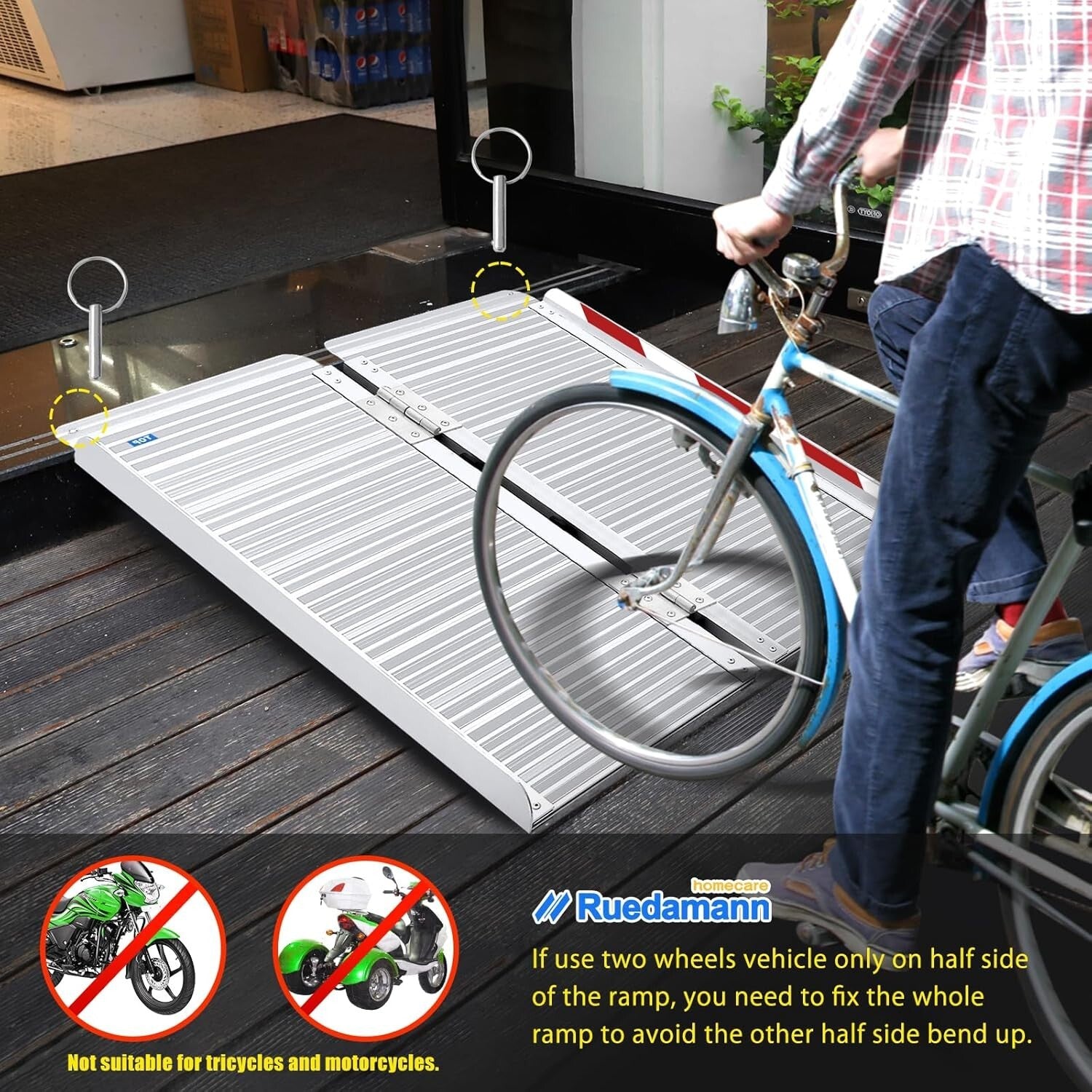 3FT Portable Folding Wheelchair Ramp - 600 lbs Load Capacity for Home & Outdoor