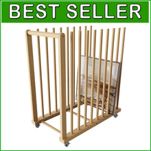 Load image into Gallery viewer, Versatile Portable Canvas Storage Rack - Beech Wood Organizer with Wheels