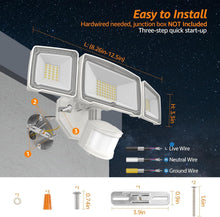 Load image into Gallery viewer, Adjustable 3-Head Motion Sensor Outdoor Lights - Bright 38W Security Floodlight