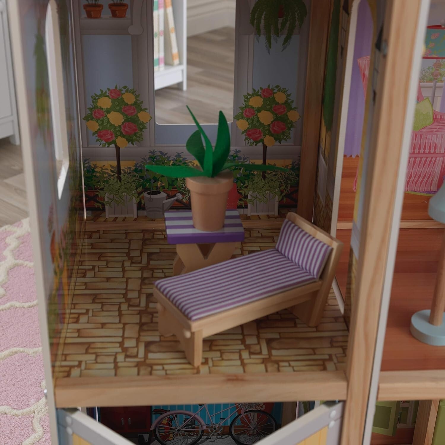 Majestic Wooden Dollhouse with Working Elevator & Fully Furnished, Ages 3+