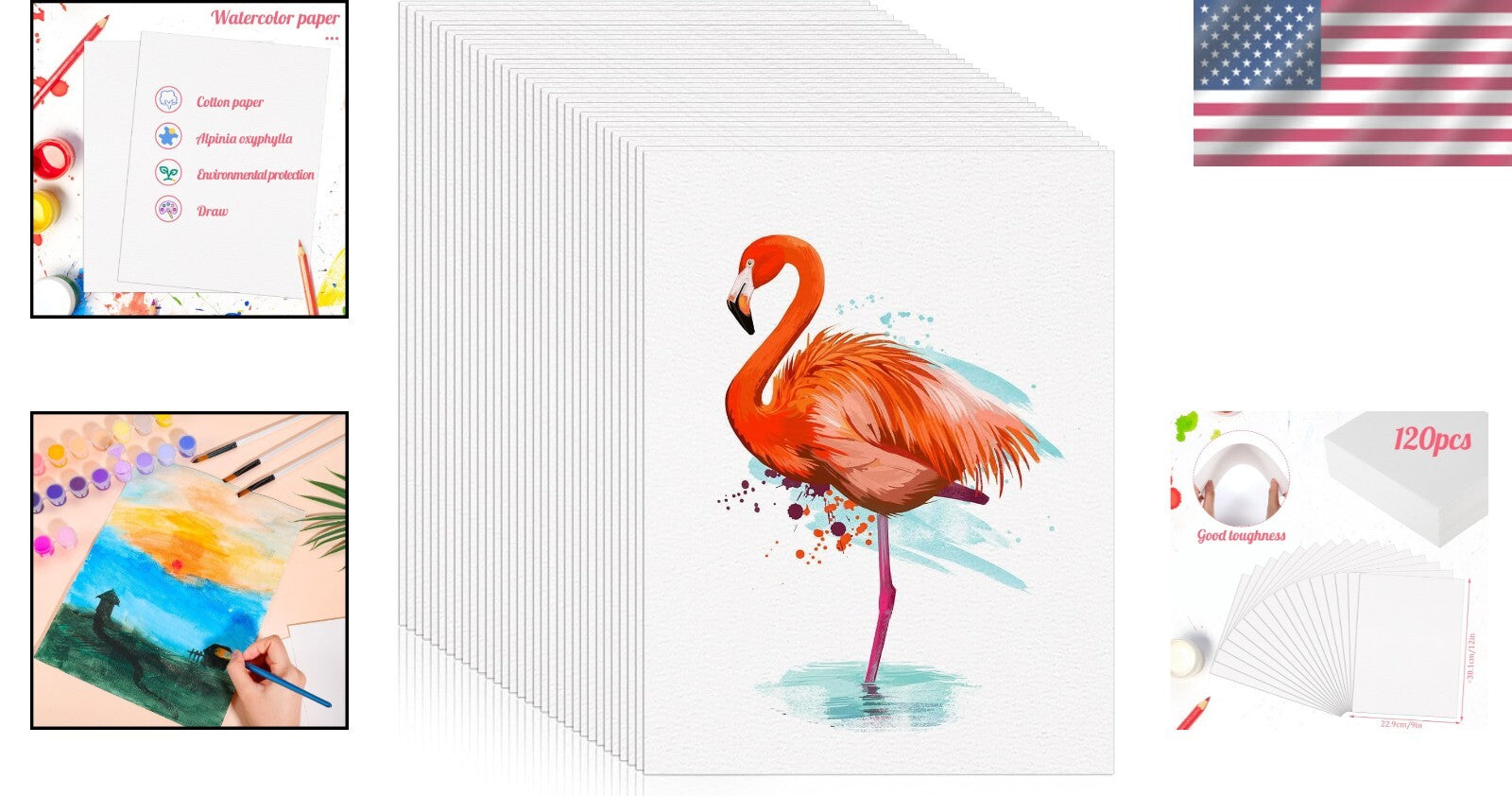 120 Sheets of 9x12 Cold Press Watercolor Paper - Ideal for Gifts & Projects