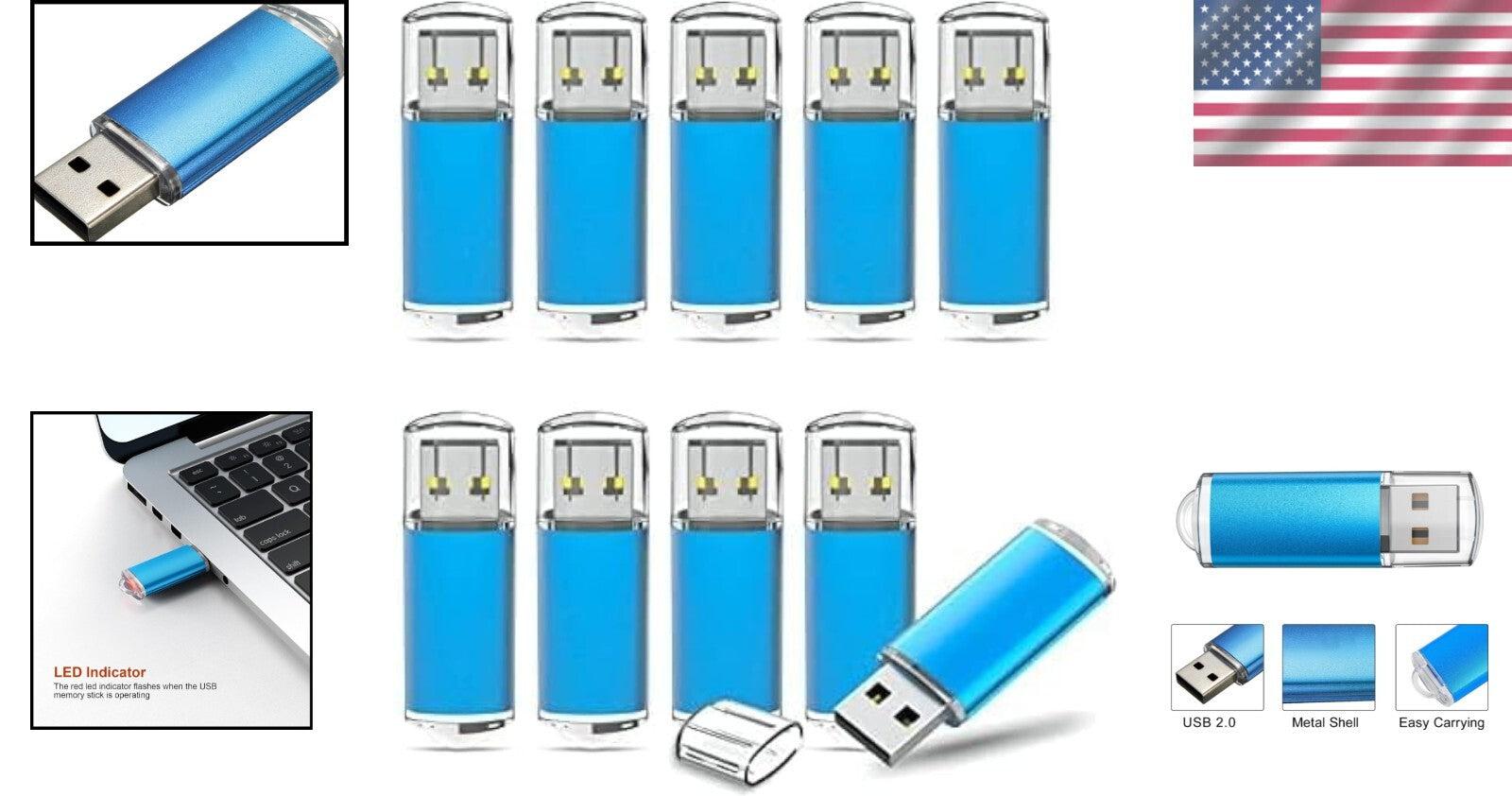 Premium 50-Pack 4GB USB Drives - Fast Transfer & Protective Cap Included
