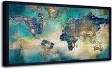Load image into Gallery viewer, Large 29x58 Framed World Map Canvas Art - Stylish Wall Decor for Living Spaces