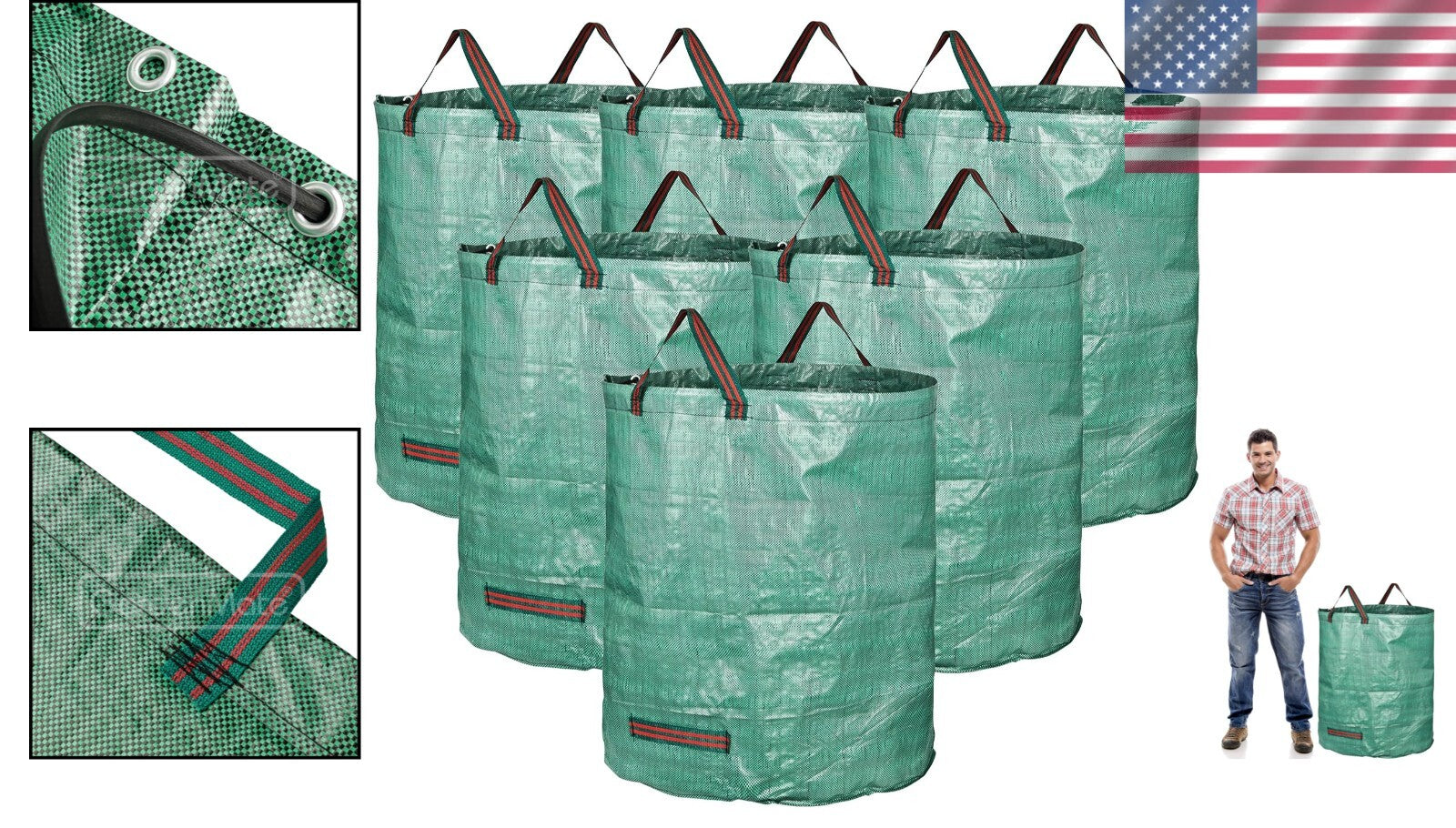 72 Gallon Durable Garden Waste Bags with Handles - Eco-Friendly 6-Pack