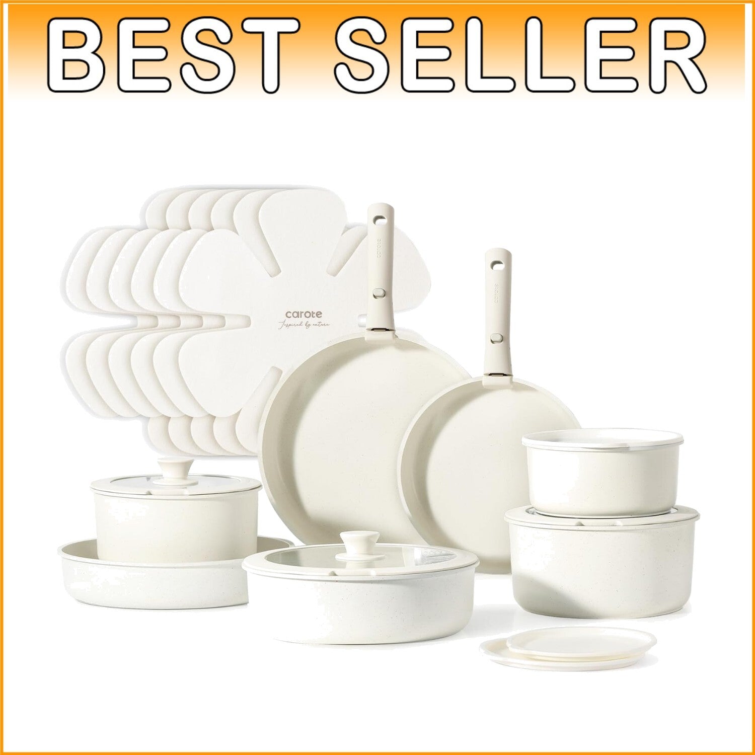 Easy-Clean 21-Piece Cookware Set with Removable Handle: Oven & Induction Safe