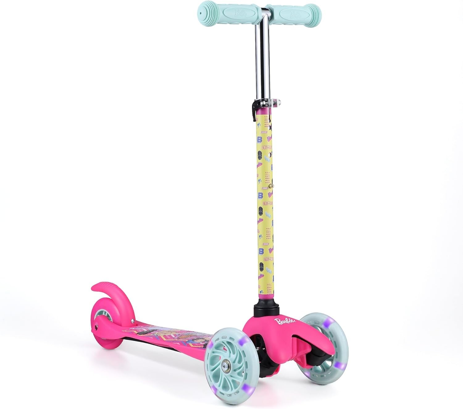 Durable & Fun Barbie Kids Scooter with Light-Up Wheels - Ages 3-7, Lean-to-Steer