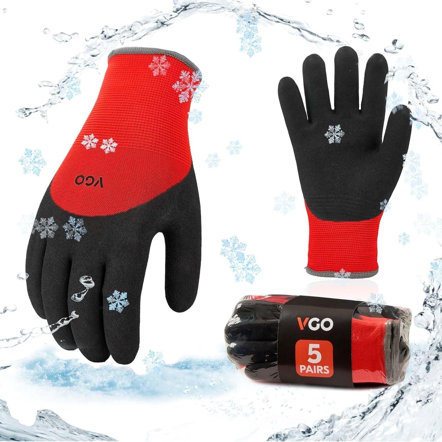 5 Pairs Double Lined Winter Work Gloves with Durable Grip for Cold Conditions