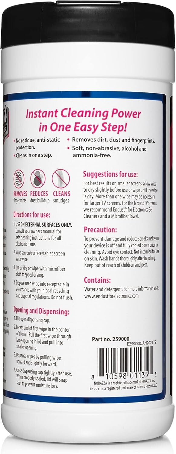 Anti-Static Electronics Cleaning Wipes - 70 Pre-Moistened Wipes - Non-Toxic