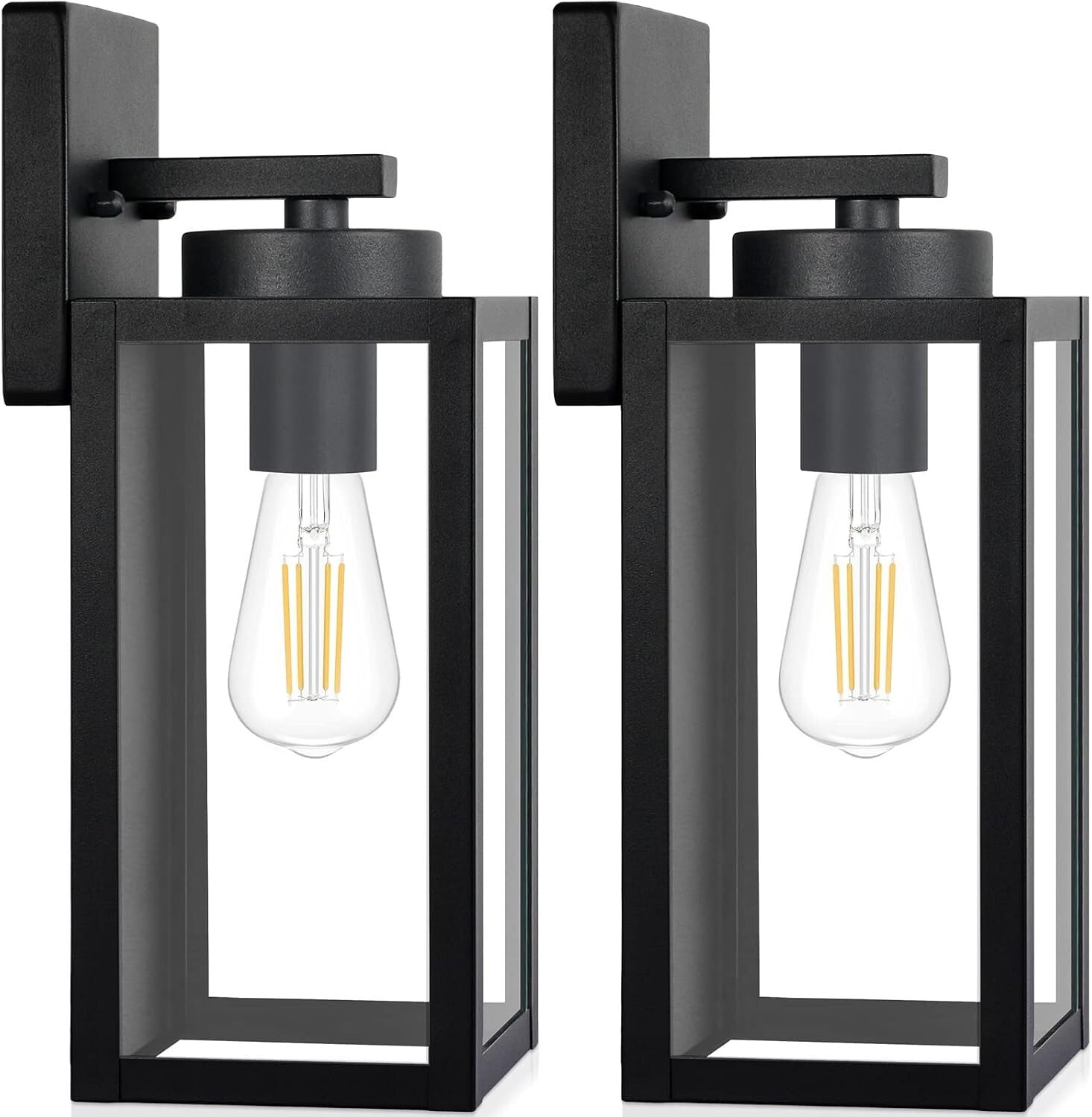 Elegant Outdoor Wall Light Fixtures with Glass Shades - Weather-Resistant 2-Pack