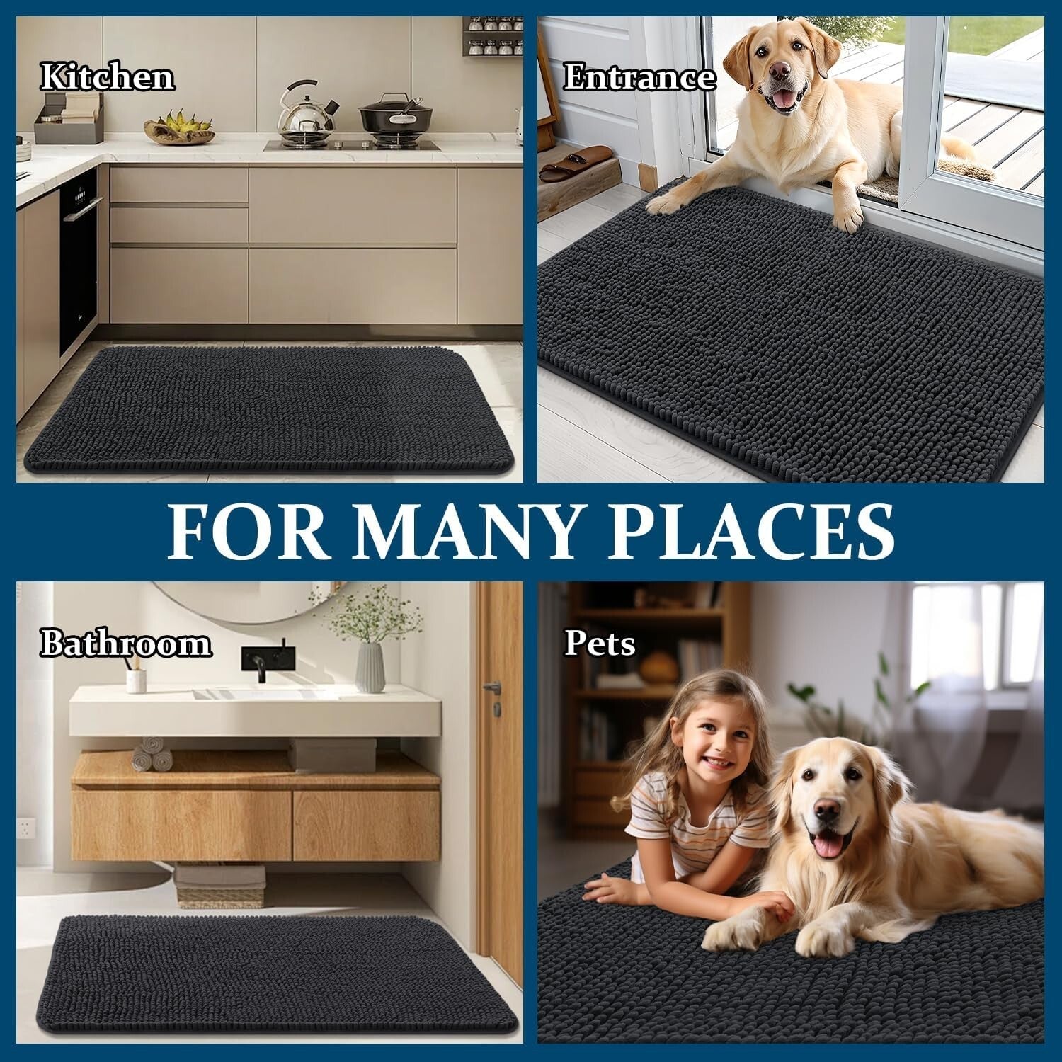 High-Pile Chenille Dog Doormat 54x24: Absorbs Dirt and Moisture Efficiently