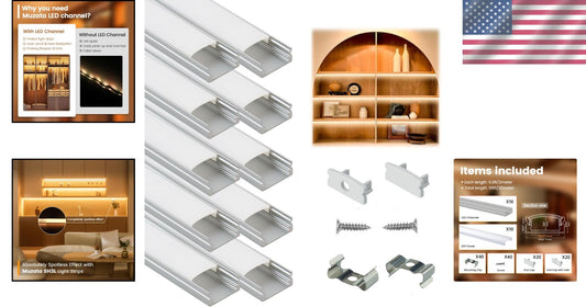 Versatile 10-Pack LED Channel System - 2M Aluminum Strips for Elegant Lighting