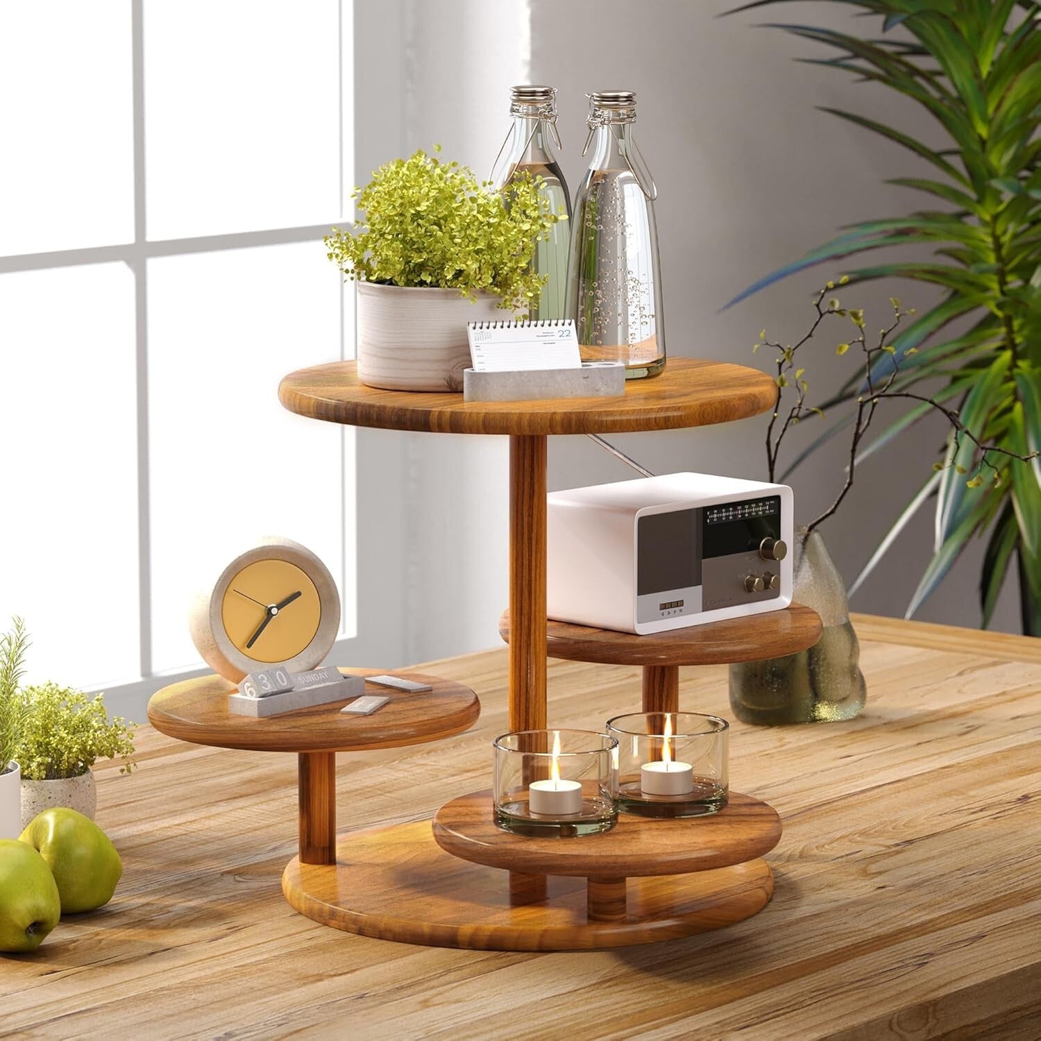 4-Tier Rustic Acacia Wood Cupcake Stand for 50 – Elegant Dessert Display