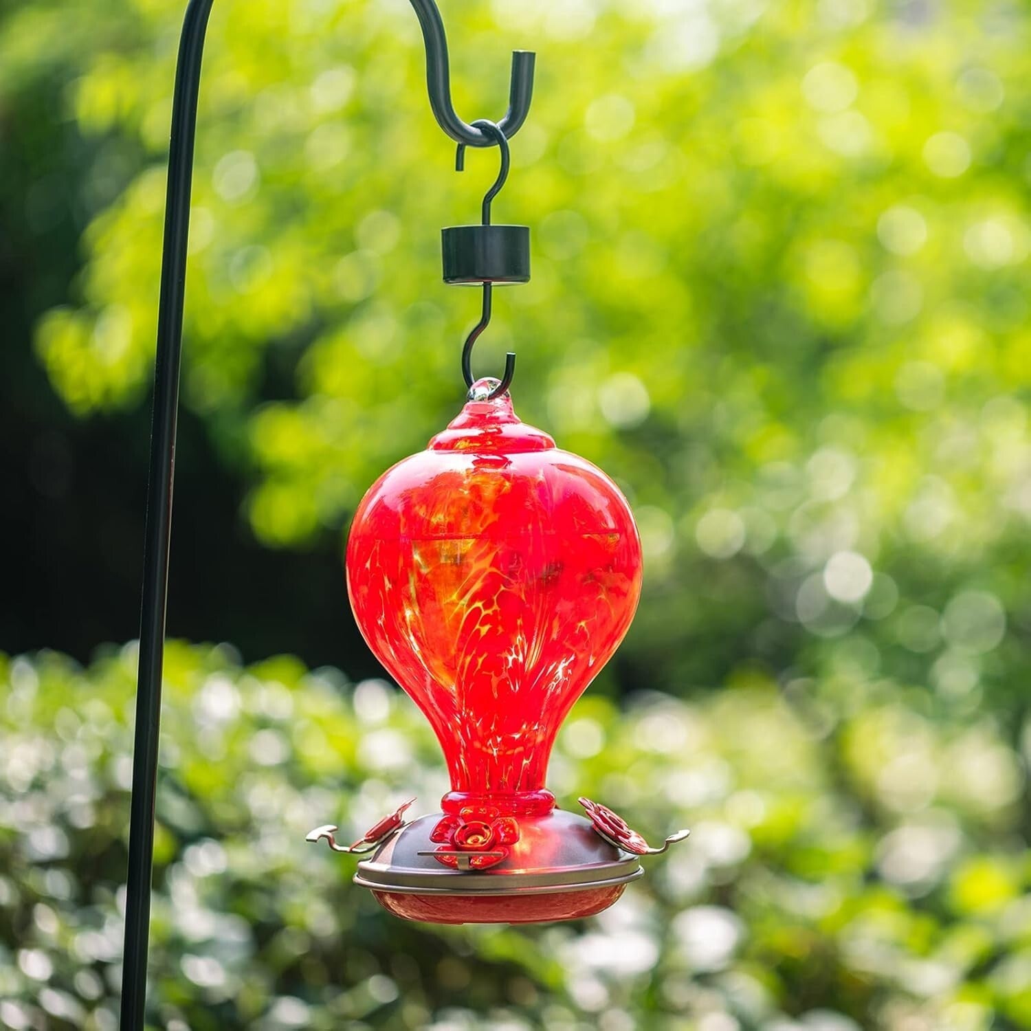 Artistic Hummingbird Feeders - 34oz & 32oz, Ant-Proof, Vibrant Red Design