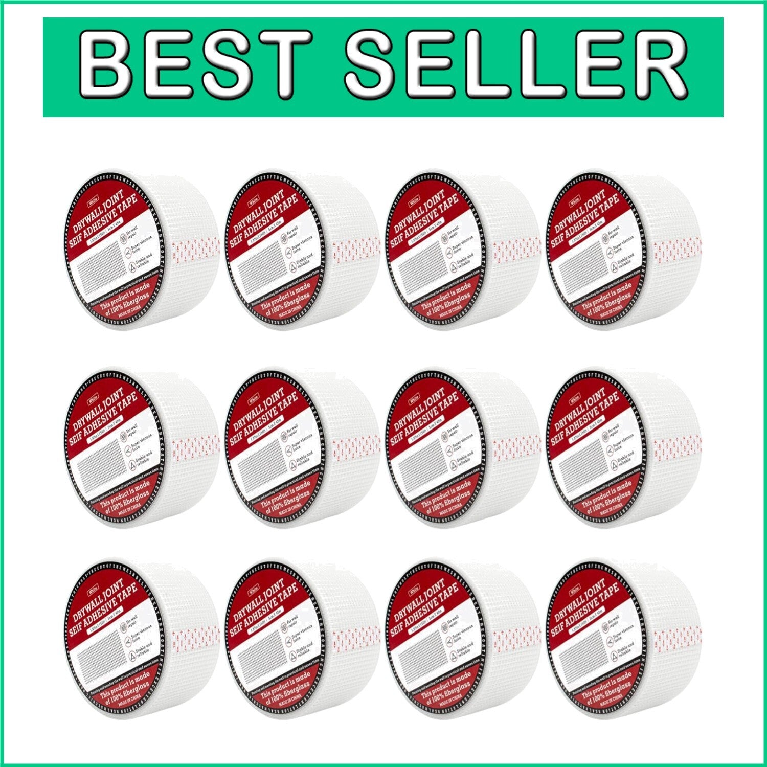 12Pcs 1.97-inch Fiberglass Drywall Mesh Patch Tape - Durable & Repositionable