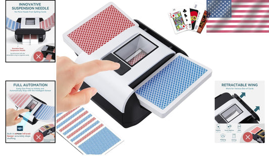 Innovative Low Noise Card Shuffling Machine - USB-C Rechargeable for Easy Use
