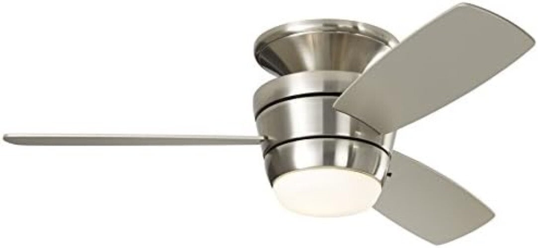 Mazon 44-in Brushed Nickel Flush Mount Ceiling Fan with Remote & LED Light Kit