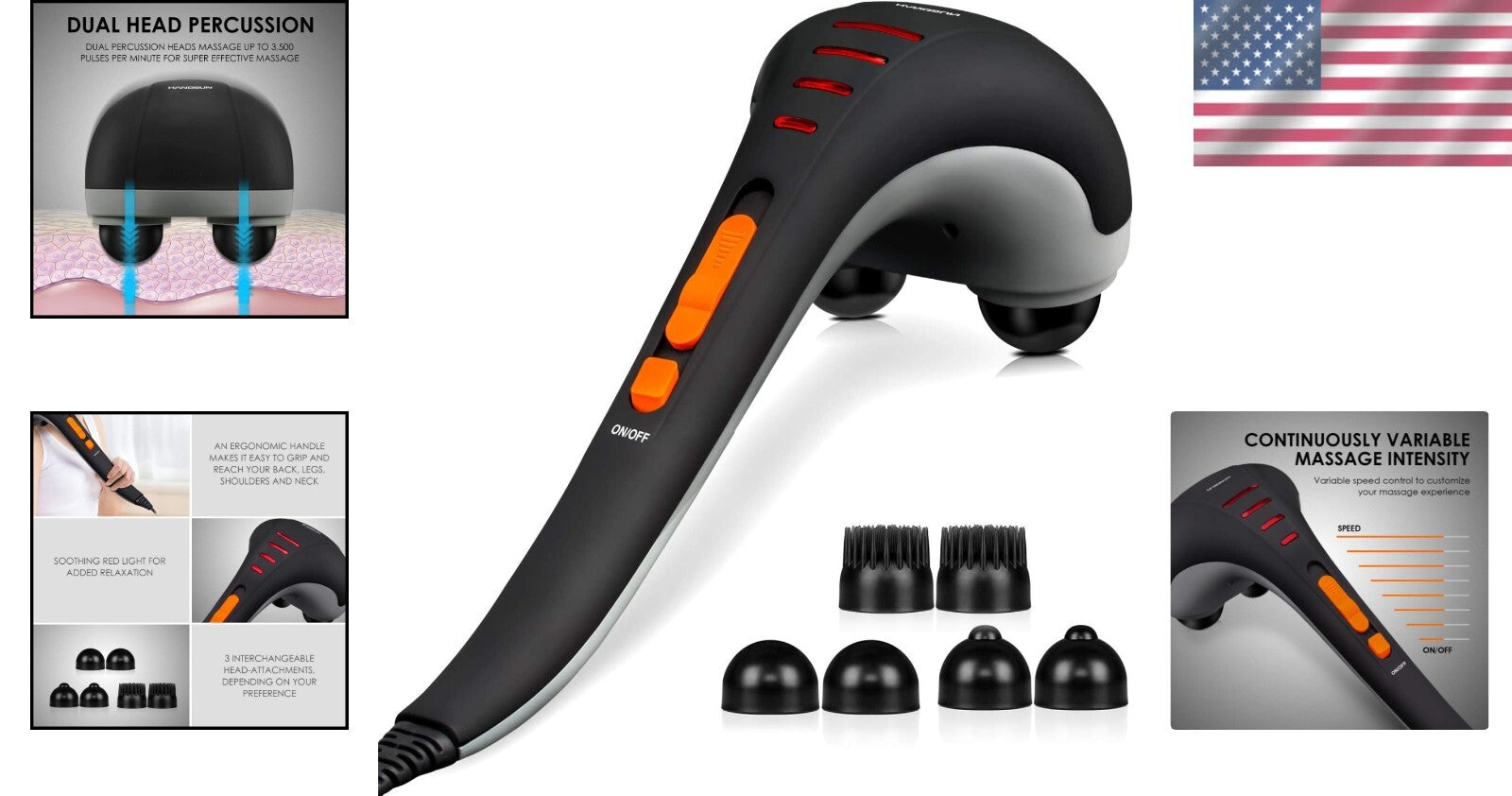 Ergonomic Handheld Massager MG400 with Customizable Speed for Whole Body Relief