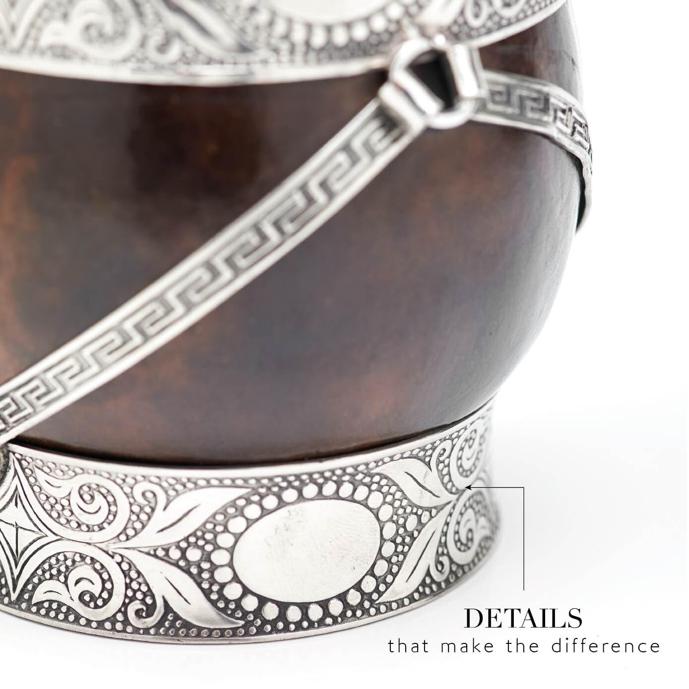 Authentic Yerba Mate Gourd Set - Natural Calabash with Artful Bombilla Included