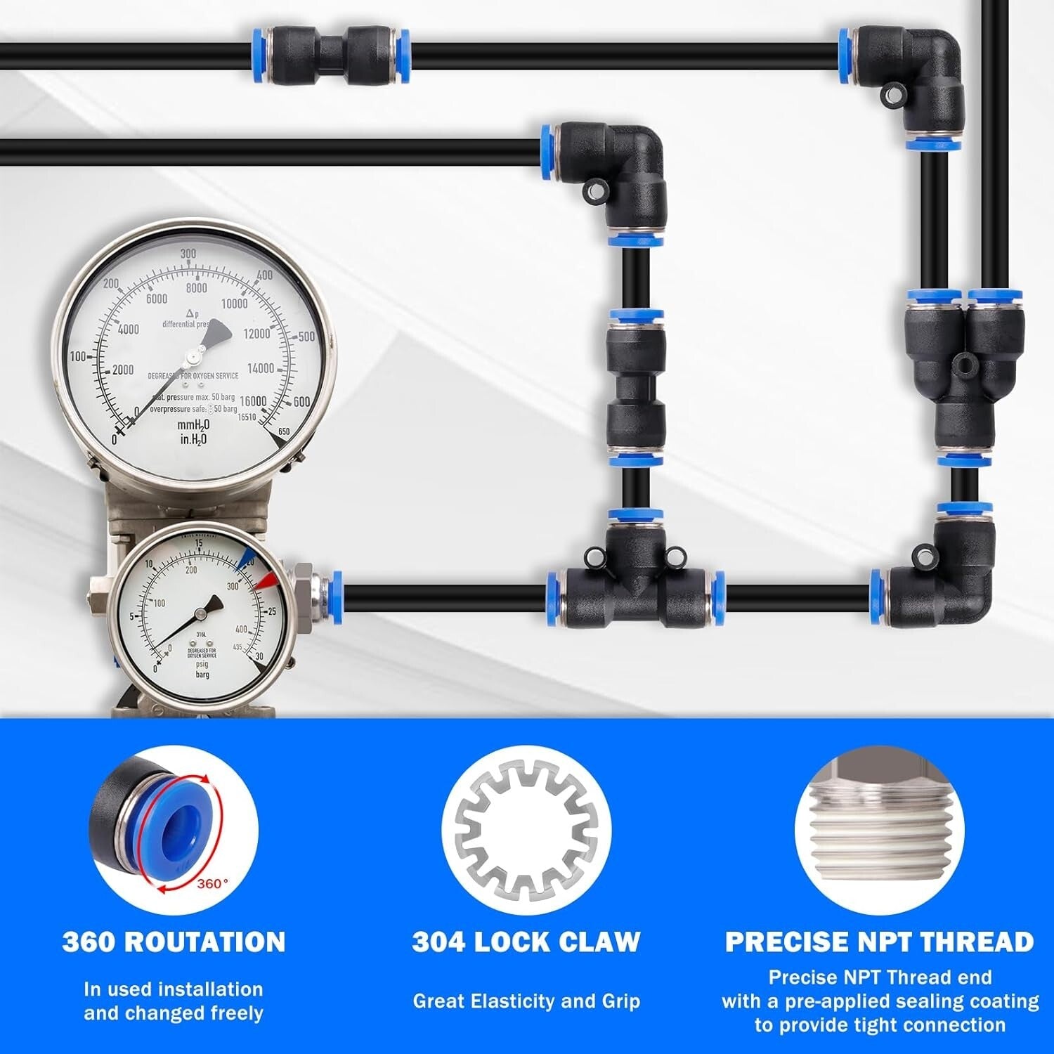 55-Piece Quick Connect Air Hose Fittings Kit - Multiple Sizes & Durable Storage