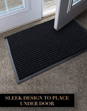 Load image into Gallery viewer, Versatile Striped Black Doormat, 3x5 Feet - Easy Clean, Indoor/Outdoor Combo