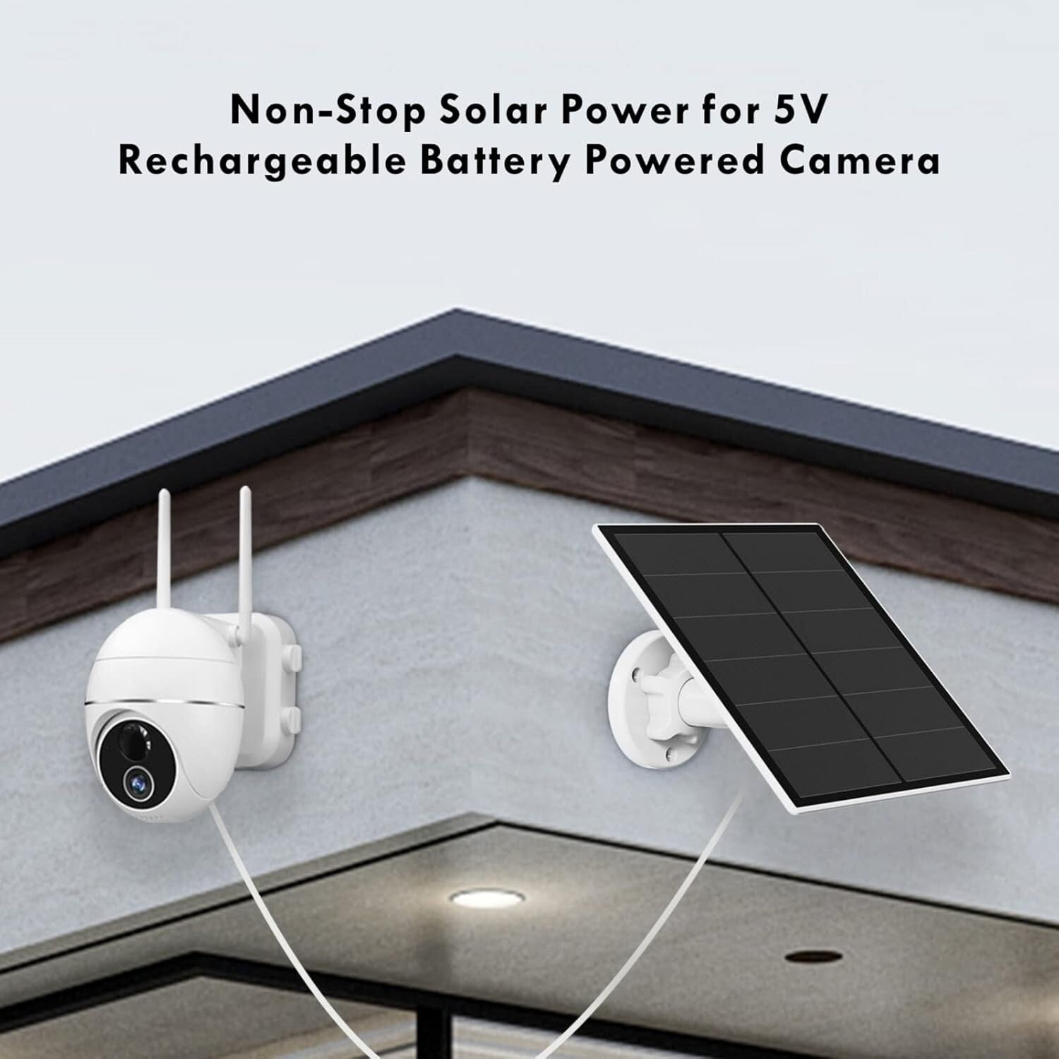 5W Waterproof Solar Panel for Security Cameras with Adjustable Mount - 2 Pack