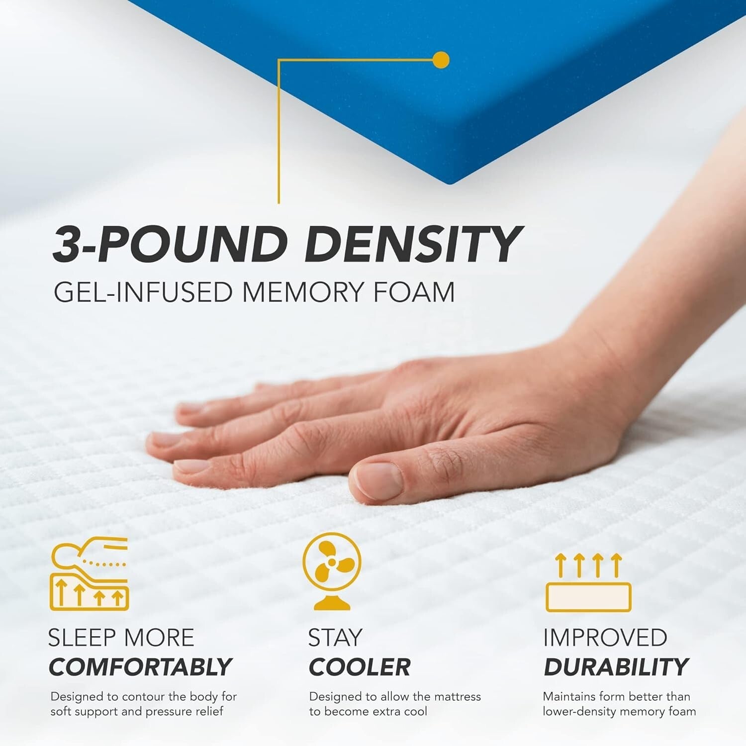 Luxury Gel Memory Foam Trifold Mattress with Washable Cover - Full Size Comfort