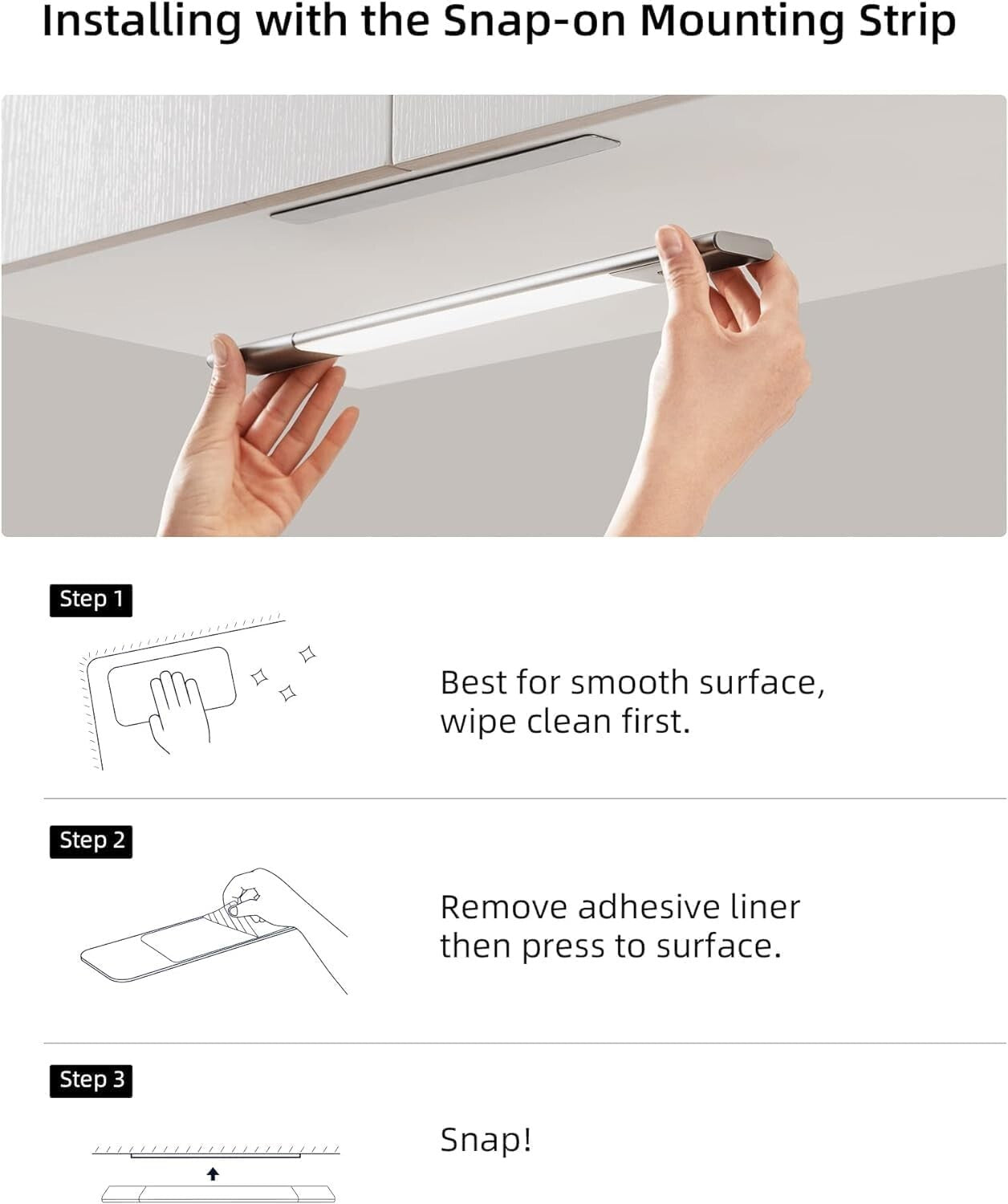 48 LED Wireless Motion Sensor Under Cabinet Light - Rechargeable & Touch Control