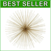 Load image into Gallery viewer, Contemporary Gold Starburst Wall Sculpture - 32" Metal Art for Living Rooms