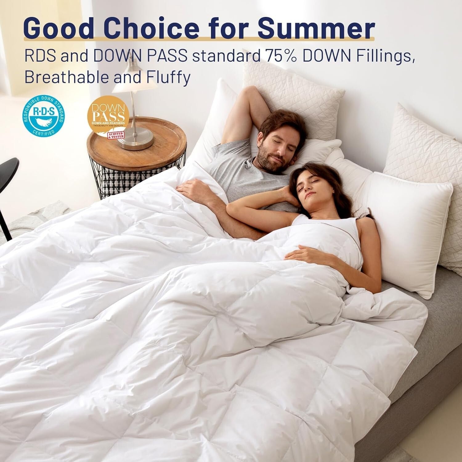 Extra-Soft Noiseless Down Comforter Queen - 400 Thread Count White Elegance