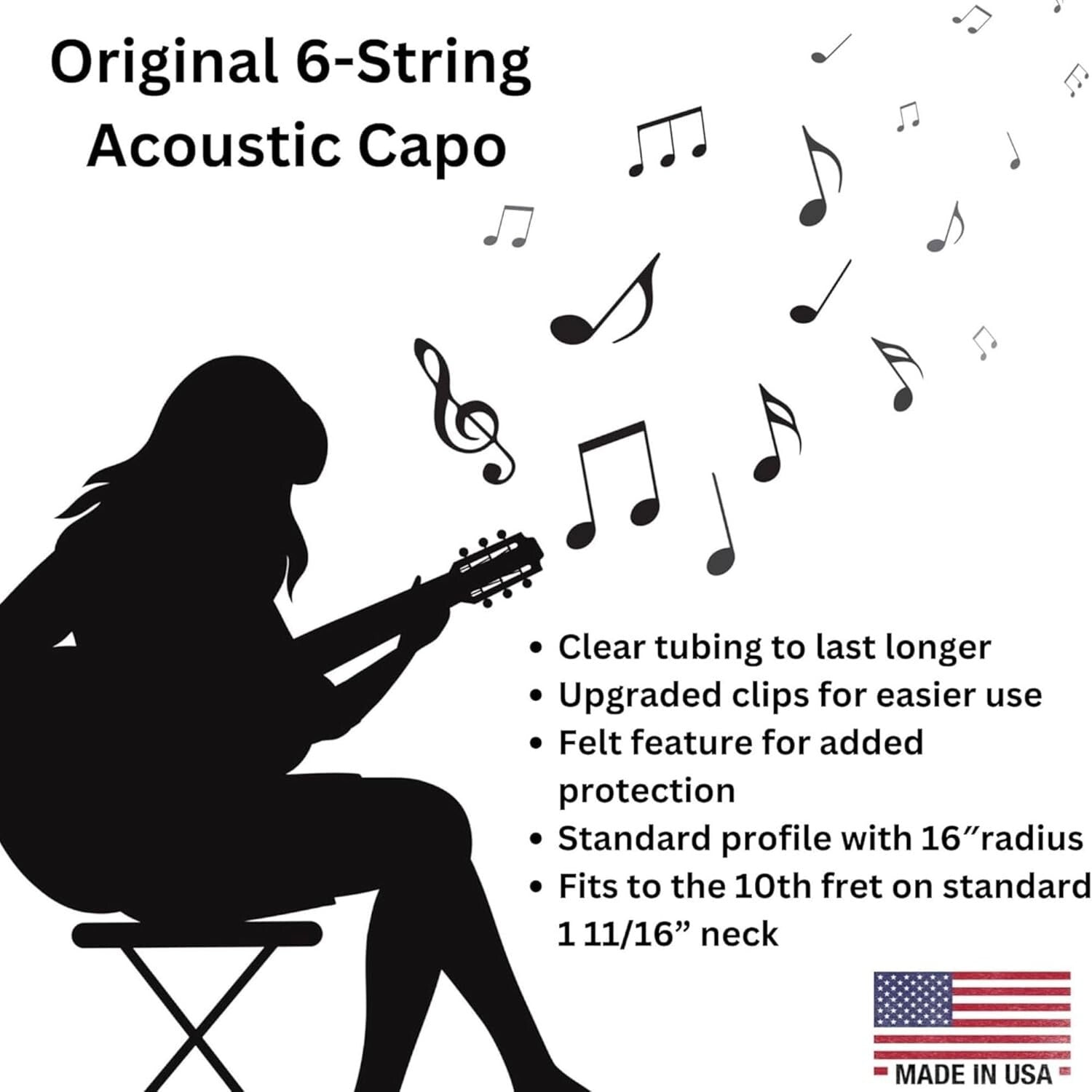 Durable Acoustic Guitar Capo with Felt Lining - Perfect for World-Music Styles