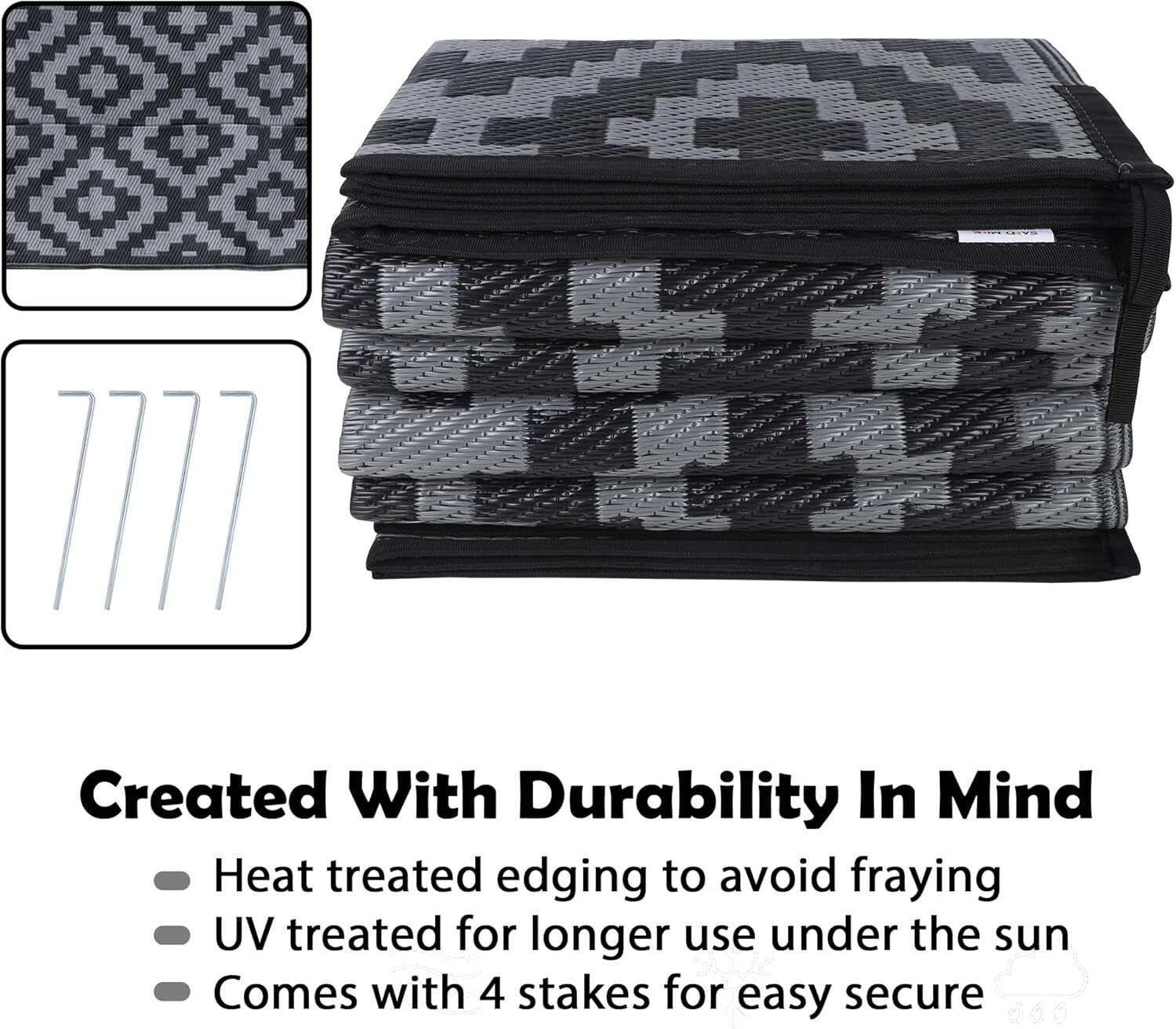 8x10 ft Reversible Lattice Area Rug - Easy Clean, Portable for Outdoor Fun