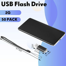 Load image into Gallery viewer, 2GB USB 2.0 Thumb Drive Bulk Set - 50 Lightweight Drives with Lanyard Accessory