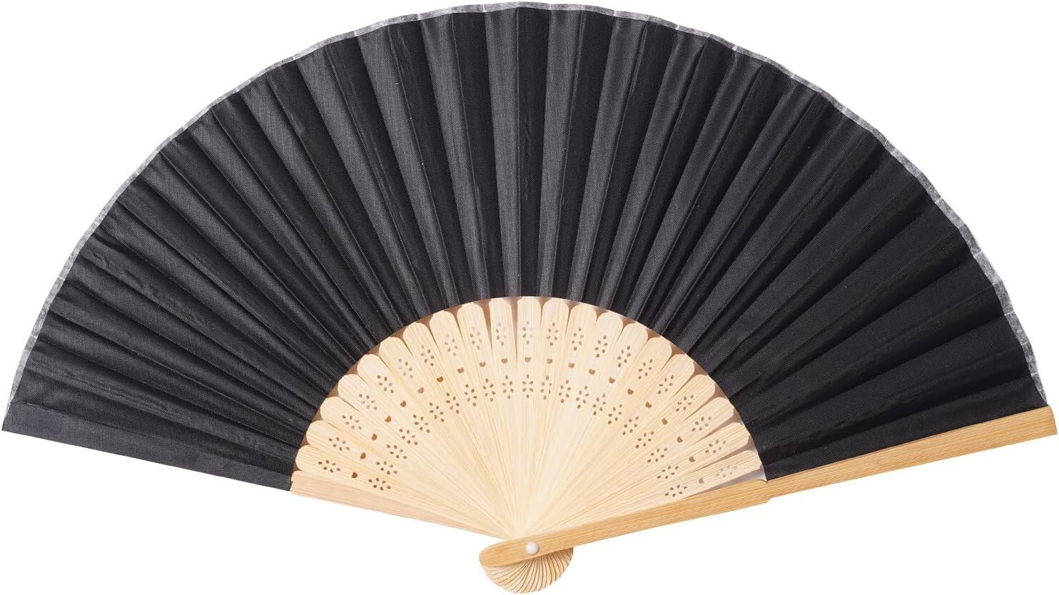 Elegant 50pcs Black Fabric Hand Fans with Organza Bags - Perfect for Weddings