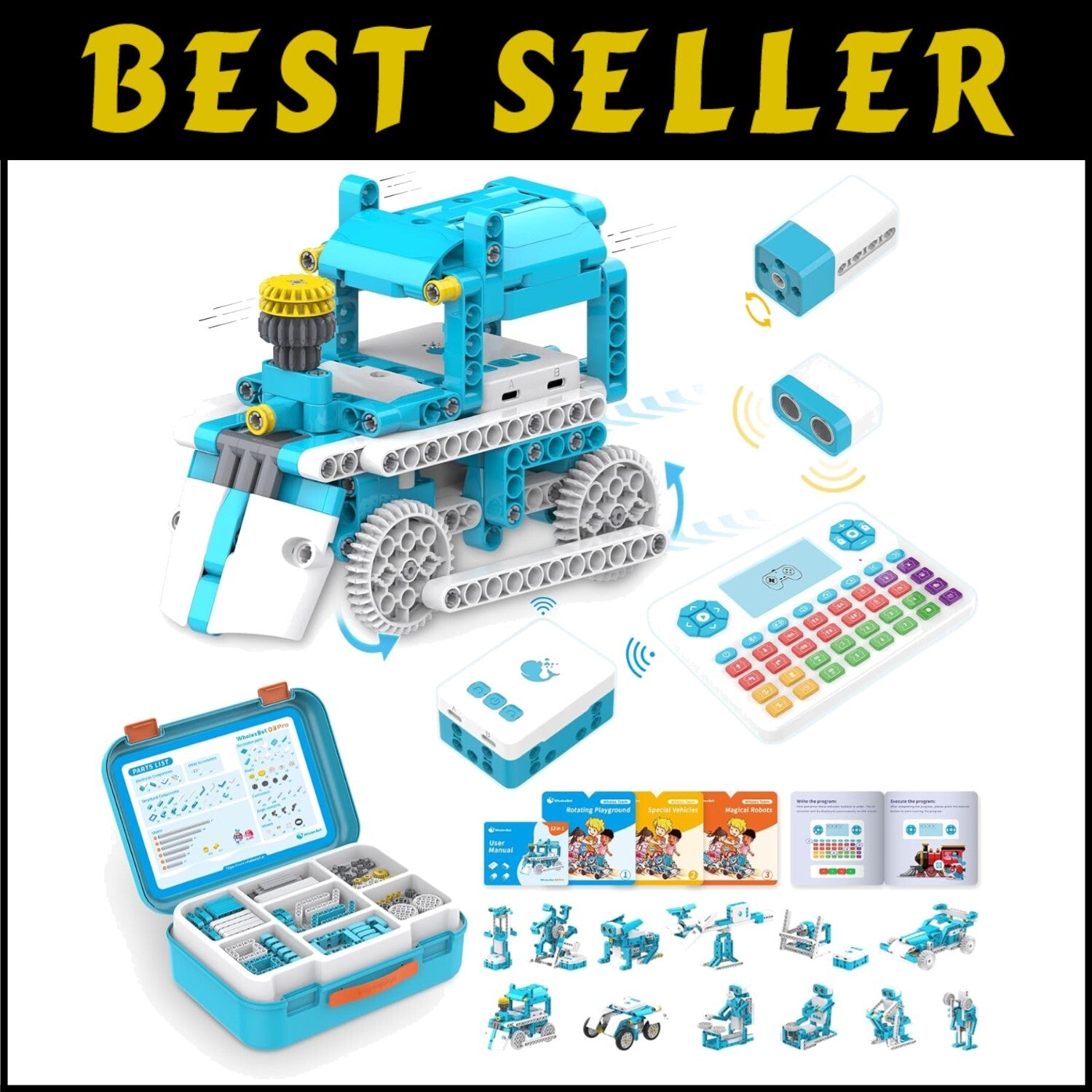 D3 Pro Coding Robot Kit – 12 Models, Bluetooth Coding Pad & 388 Building Pieces