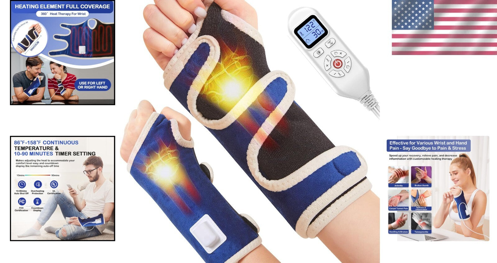 Ergonomic Heating Pad for Wrist Pain - Full Coverage, Timer & Digital Control