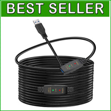 Load image into Gallery viewer, Durable USB 3.0 Extension Cable 30ft - Gold-Plated Connectors for Superior Speed