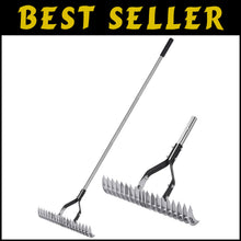 Load image into Gallery viewer, 15-Inch Heavy-Duty Thatch Rake with Adjustable Stainless Steel Handle for Lawns