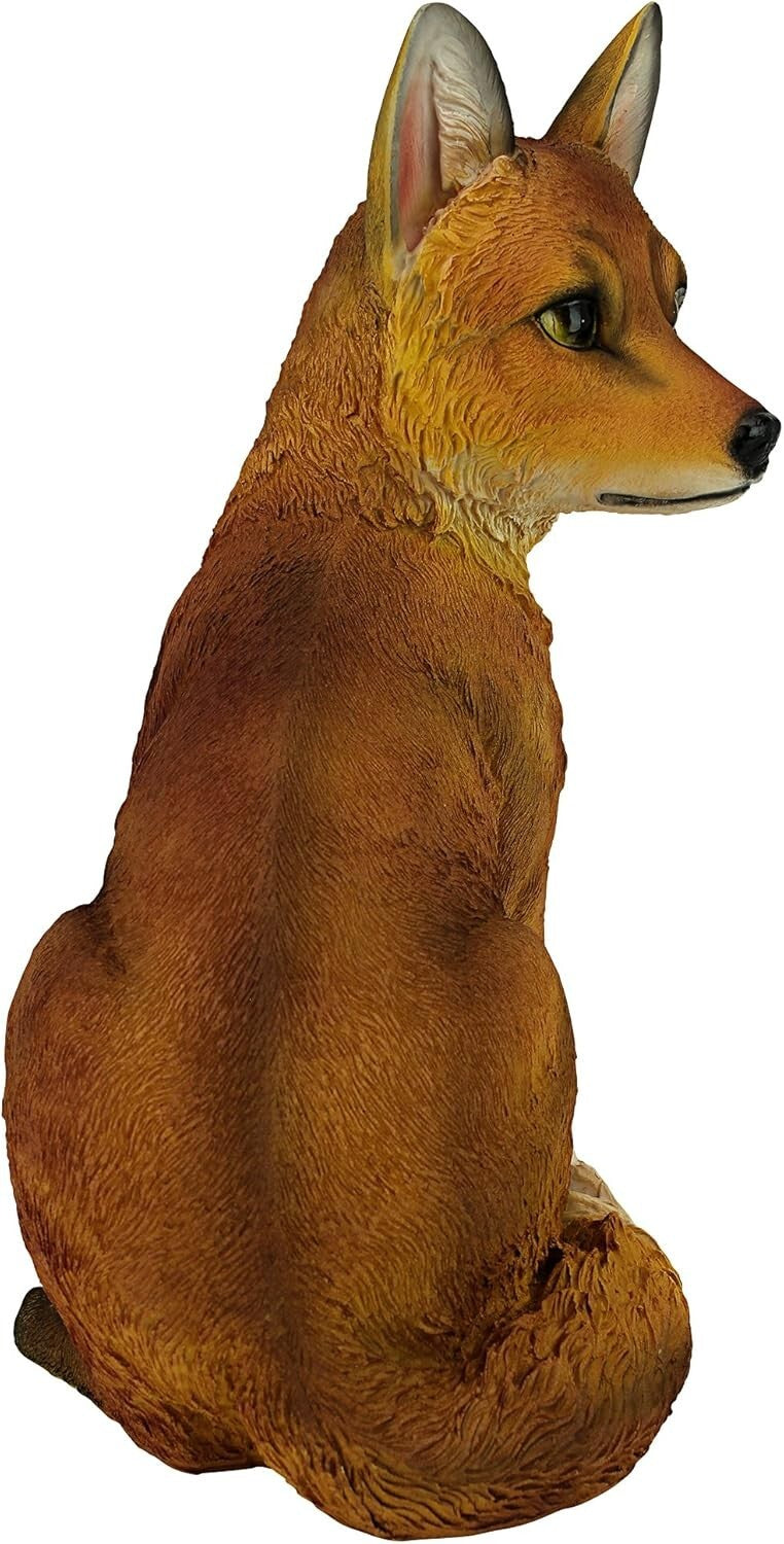 Whimsical Lifelike Woodie The Fox Sculpture - Garden Accent 10 Inches Wide