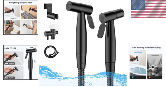 Matte Black Handheld Bidet Sprayer Set - Adjustable Pressure, 2 Pack Bundle