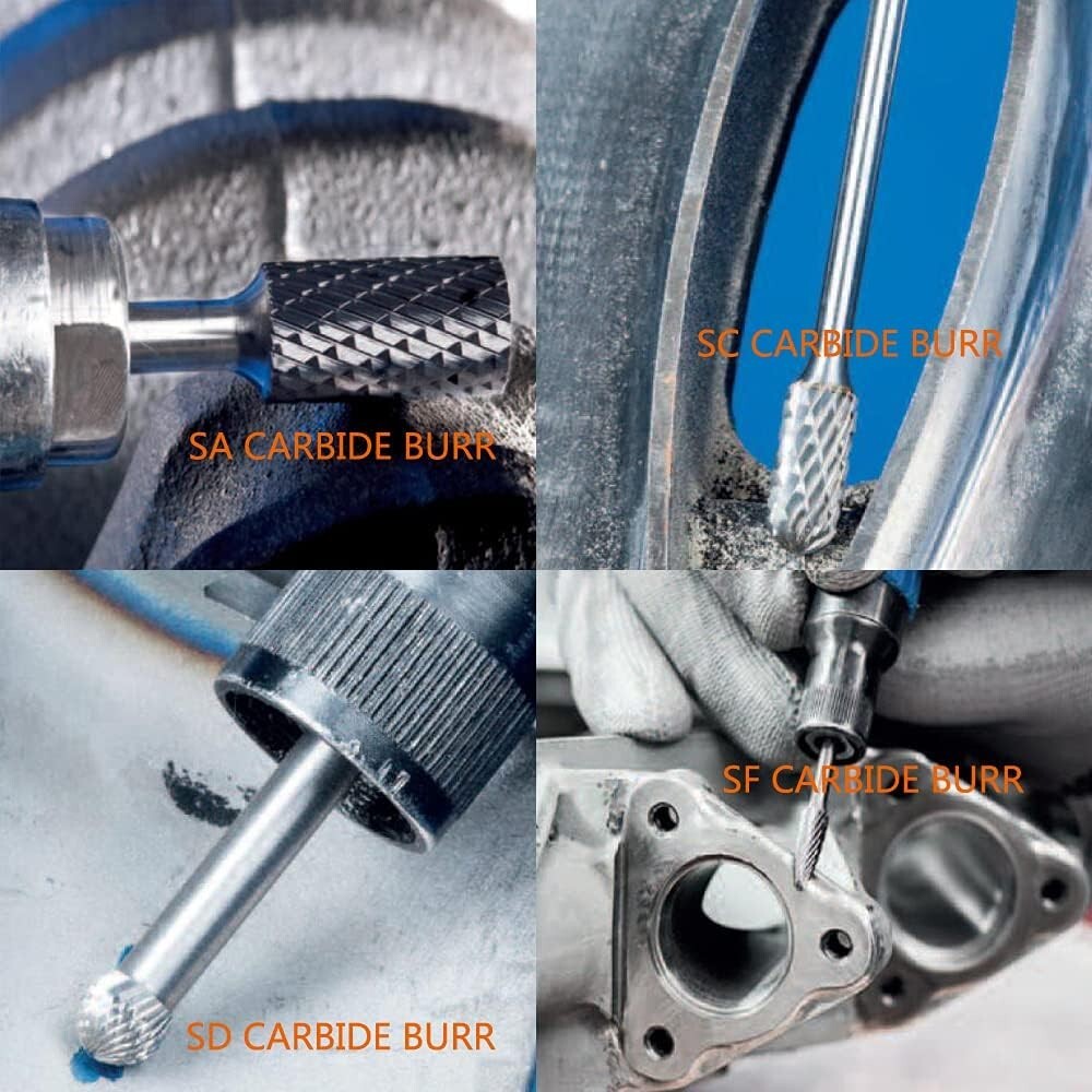 High-Quality Carbide Burrs Set - 8 Double Cut Tools for Woodworking & Metalwork