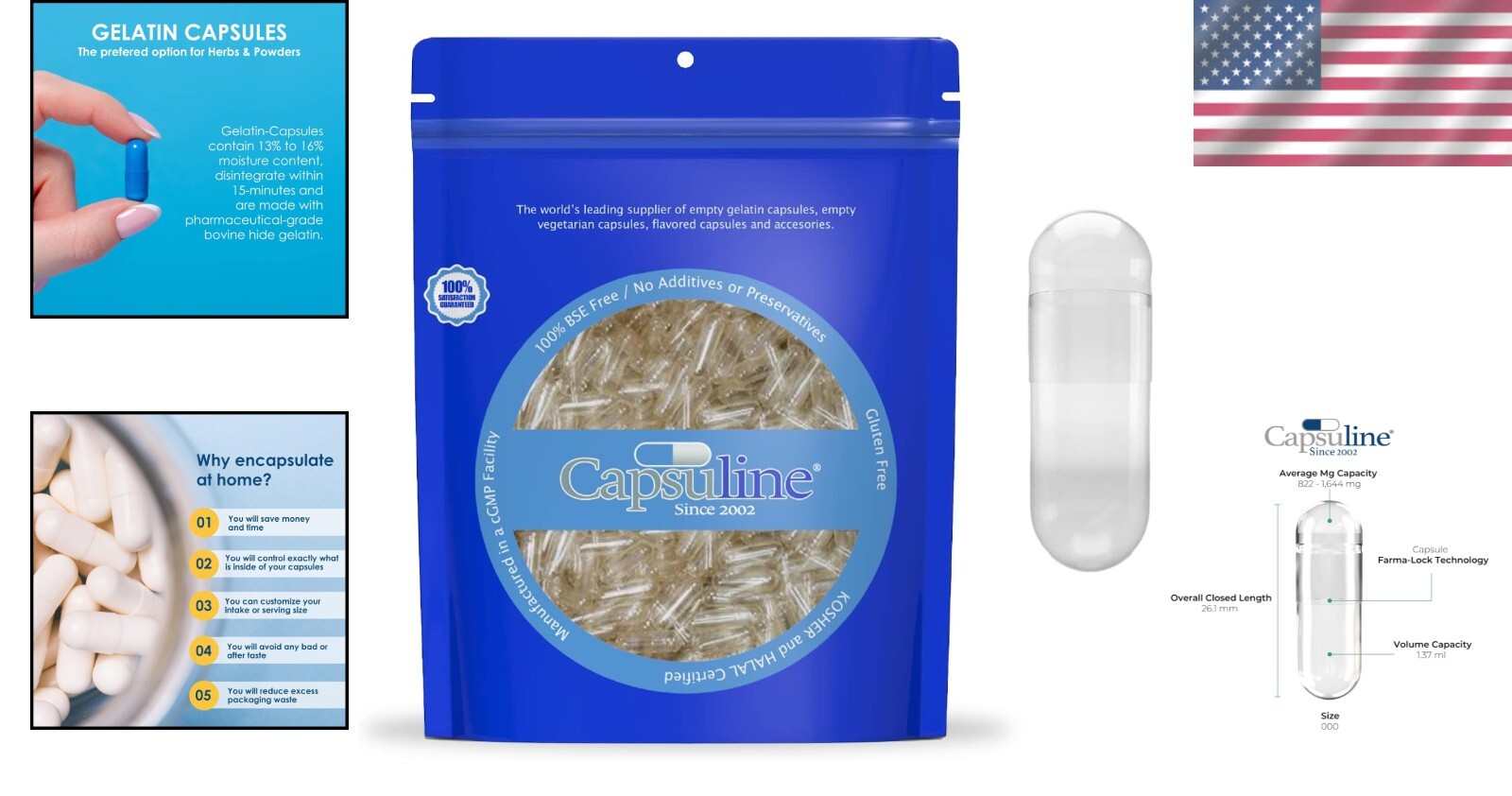 10000 Count Size 000 Kosher Gelatin Capsules for DIY Supplements - Unflavored