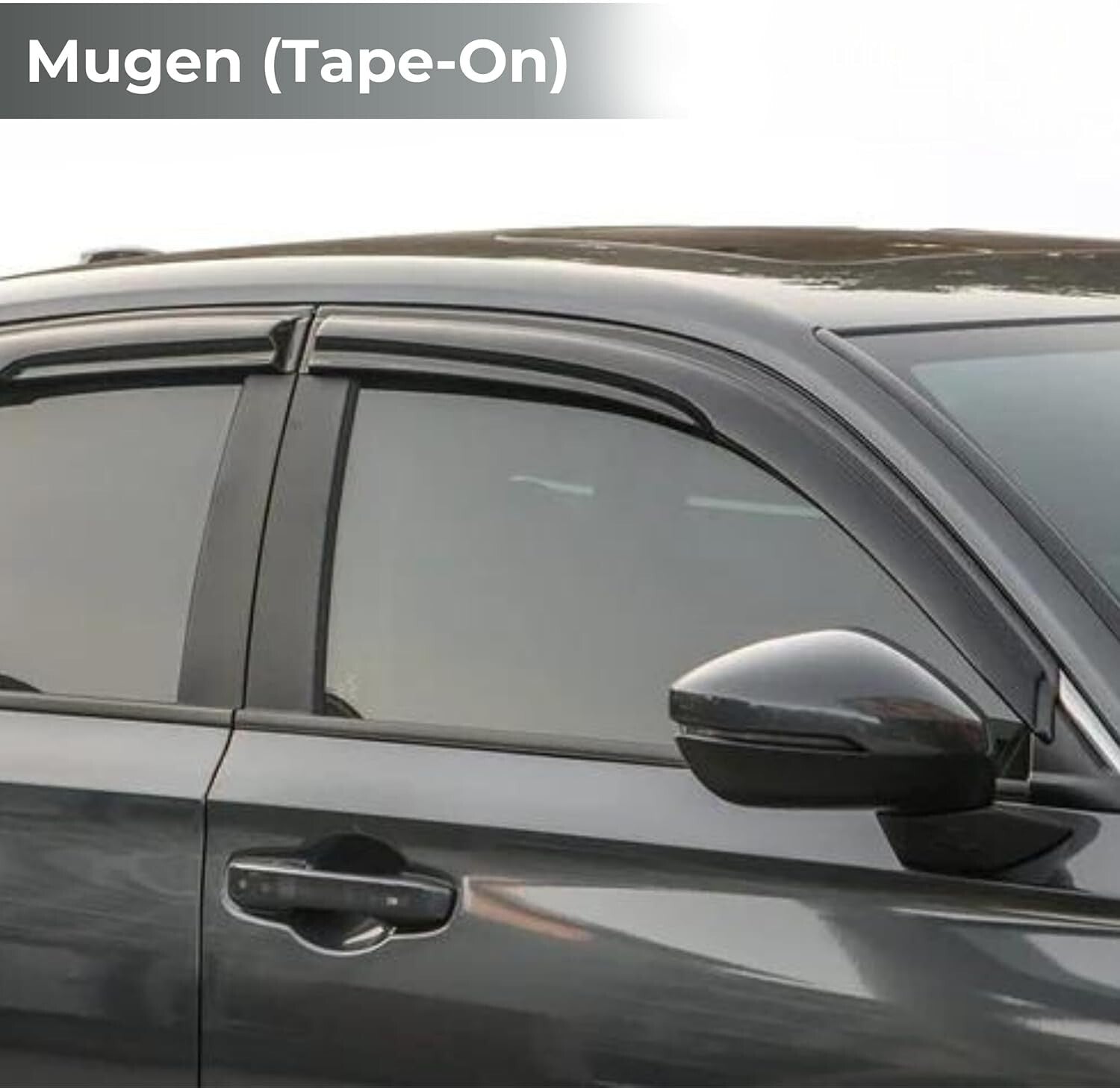 Sleek Mugen Style Window Visors for 2019-2024 RAM 1500 Crew Cab - Black Finish