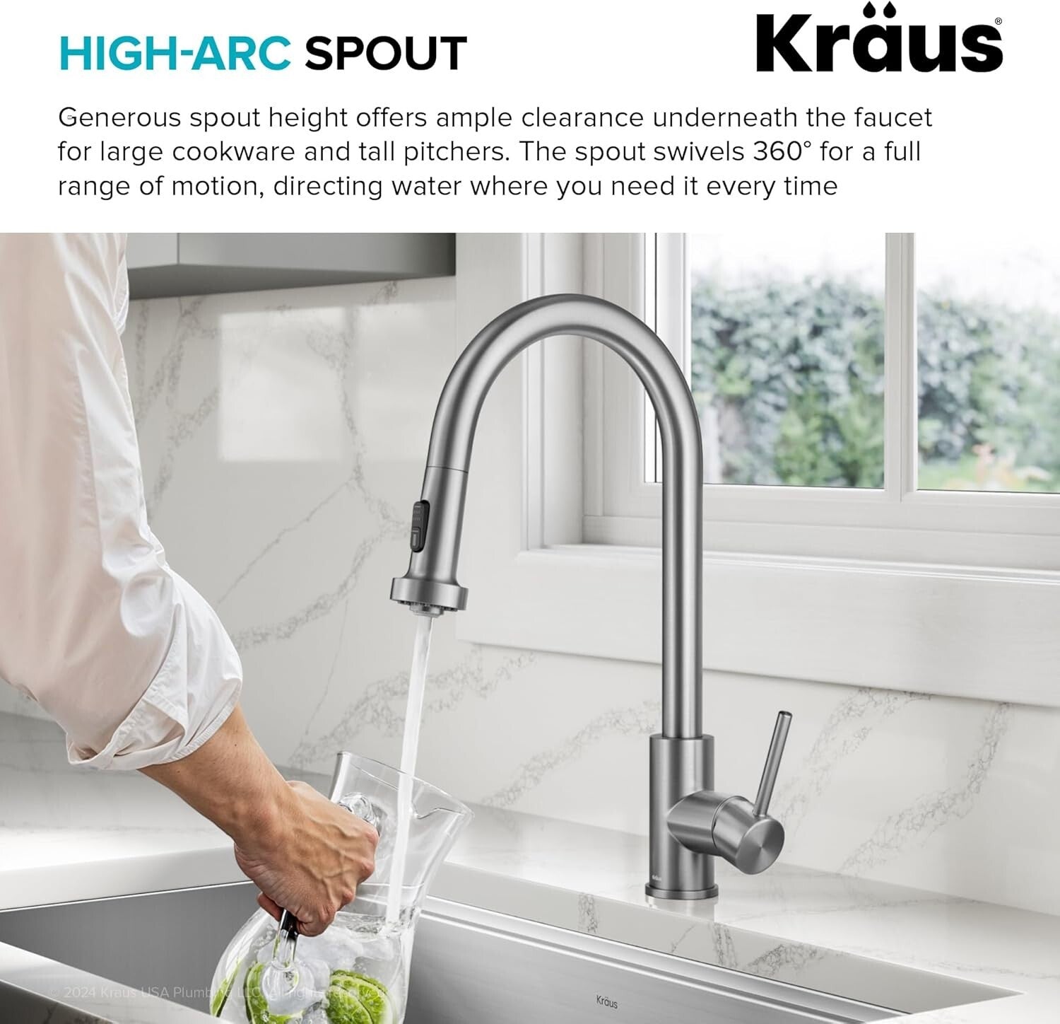 Contemporary ADA-Compliant Pull-Down Faucet with Spot-Free Stainless Finish