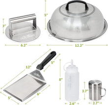 Load image into Gallery viewer, Complete BBQ Accessories Kit with Burger Press, Basting Cover &amp; Spachula
