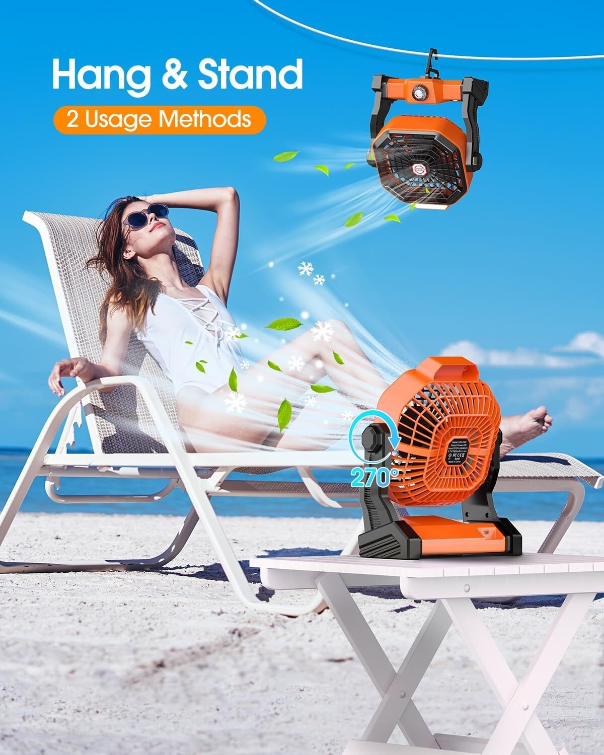 Portable 20000mAh Camping Fan & LED Light - Perfect for Outdoor Adventures