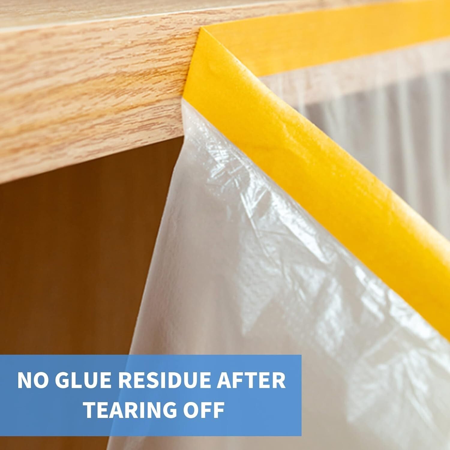 3-Pack Pre-Taped Masking Film Rolls 9ft x 90ft for Ultimate Surface Protection