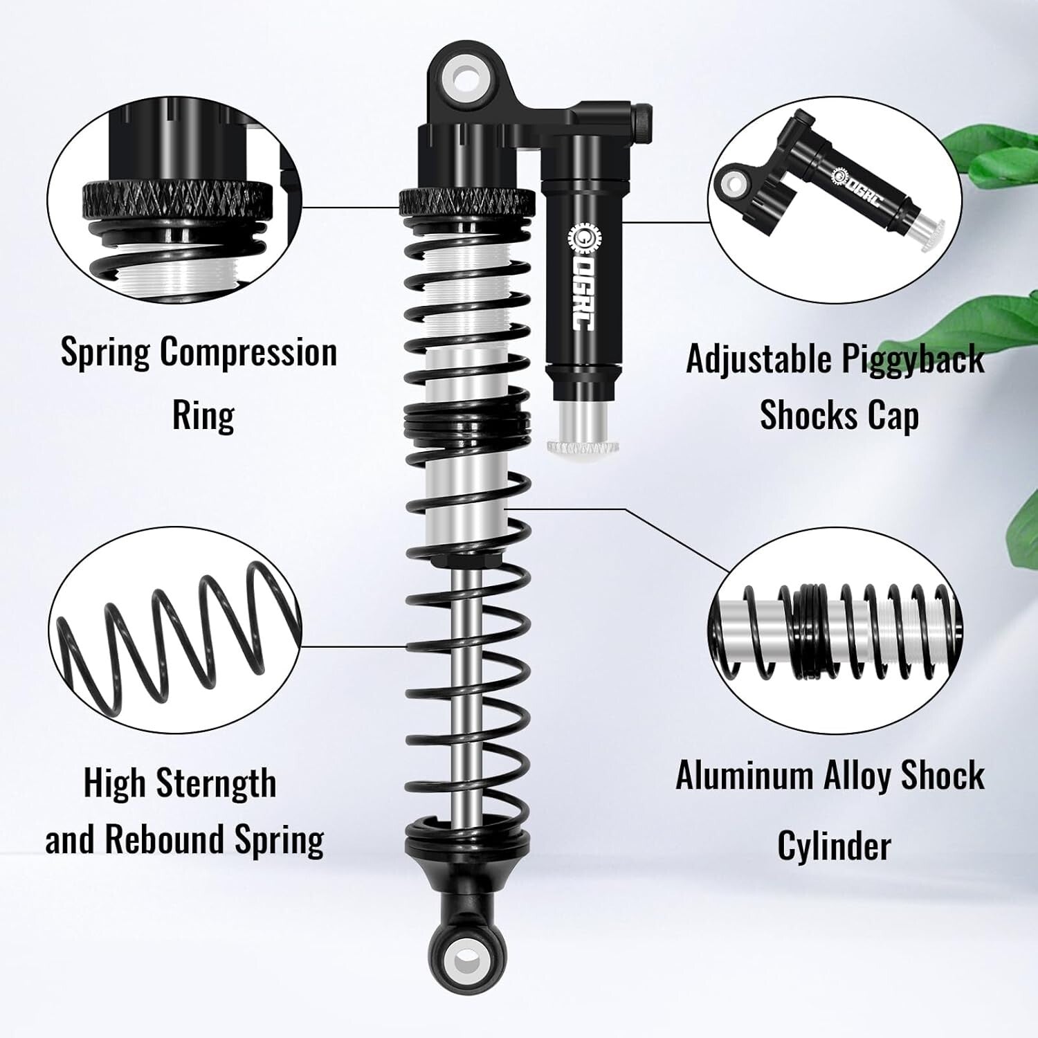 Lightweight 4-Piece 100mm Aluminum Shock Absorbers for RC Crawler Modifications