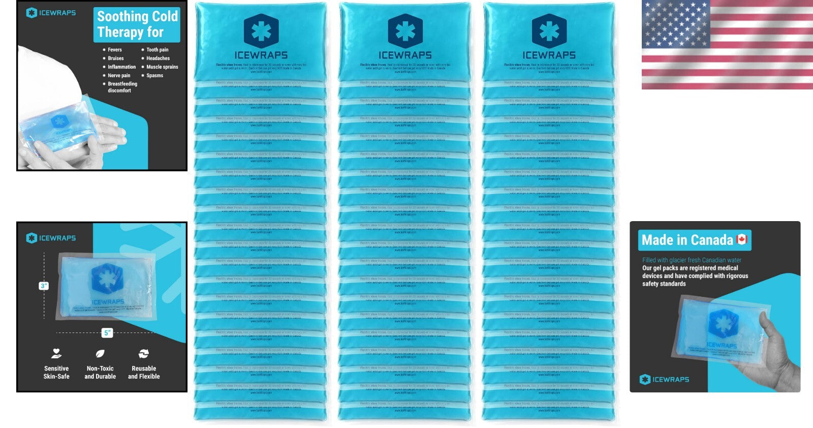 60 Pack of Reusable Hot & Cold Gel Ice Packs – Flexible Pain Relief Solution