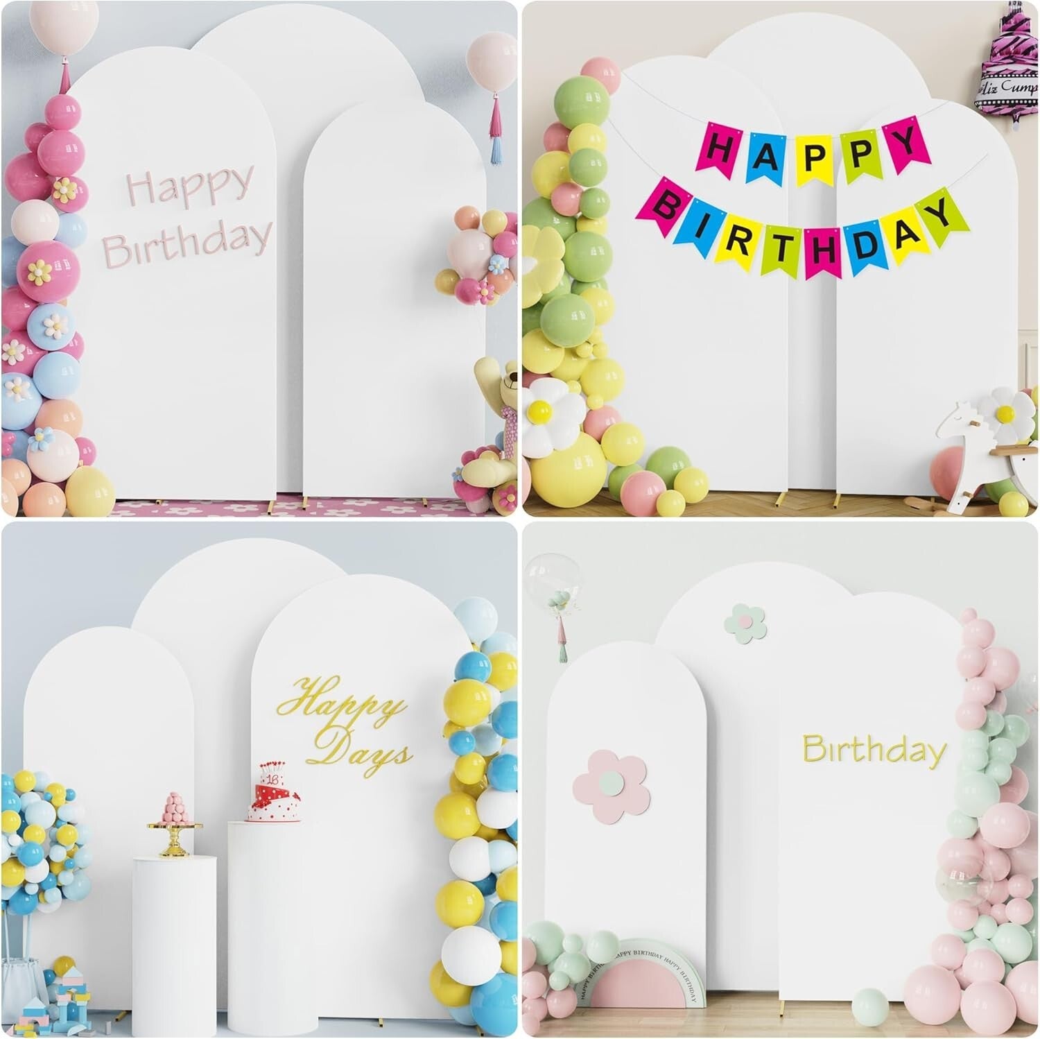 Durable 3-Piece White Spandex Wedding Arch Covers for All Occasions Decoration