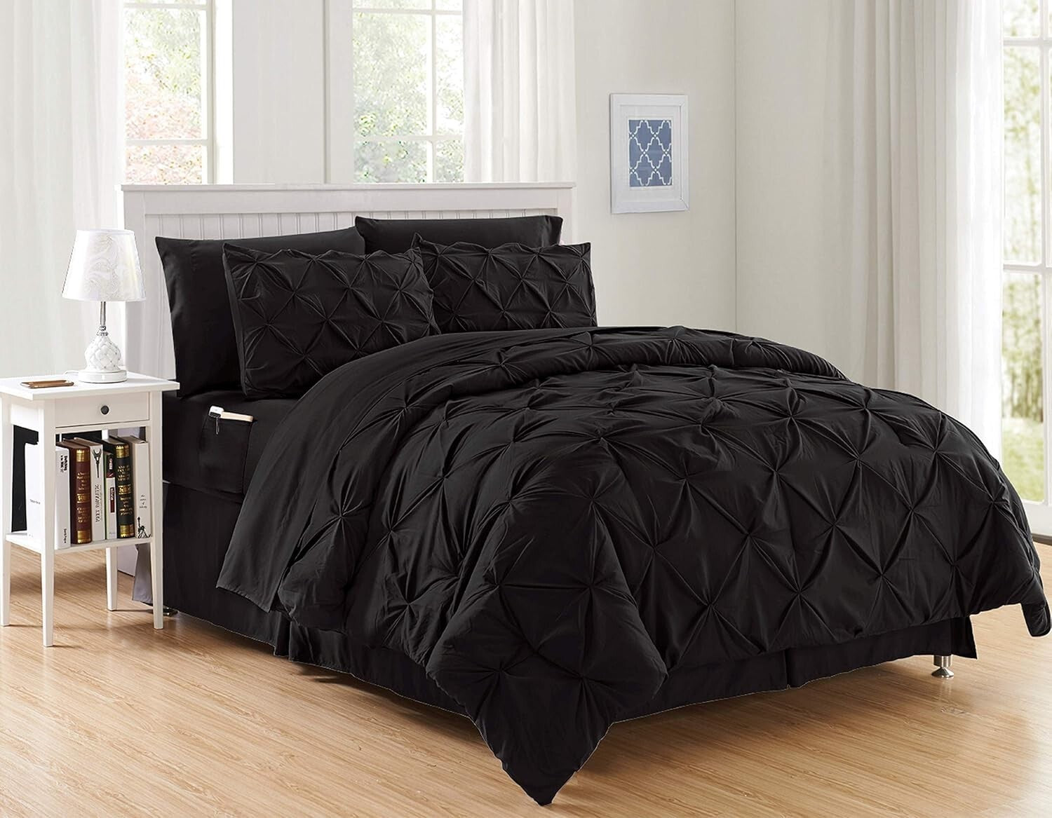 Full/Queen Luxury 8-Piece Comforter Set with Pocketed Sheets - Effortlessly Soft